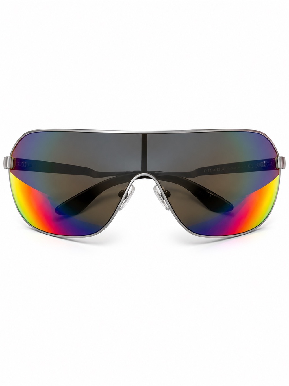 Prada Linea Rossa Silver OPS 01TS Shield Sunglasses DG0901 NIB Made in Italy